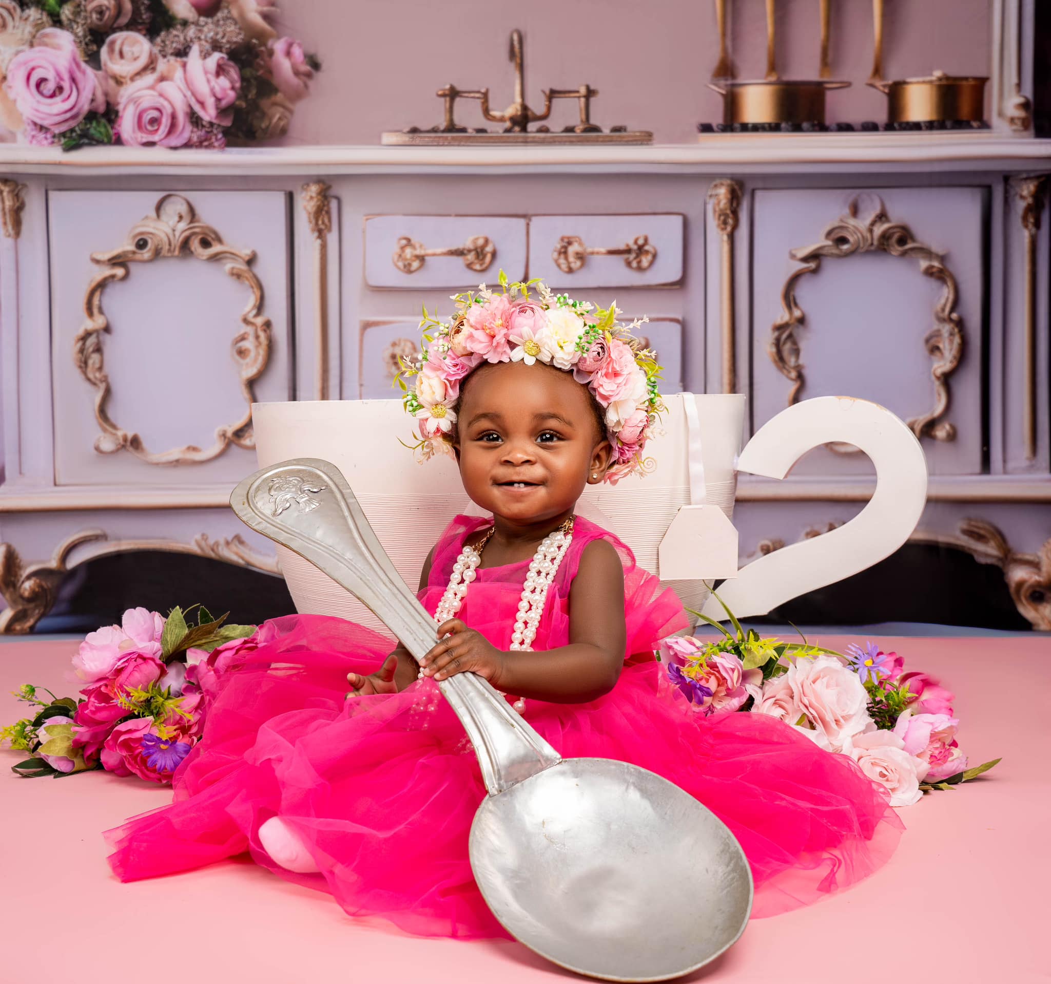 Kate Valentine Dollhouse Kitchen Room Backdrop Designed by Mini MakeBelieve - Kate Backdrop AU