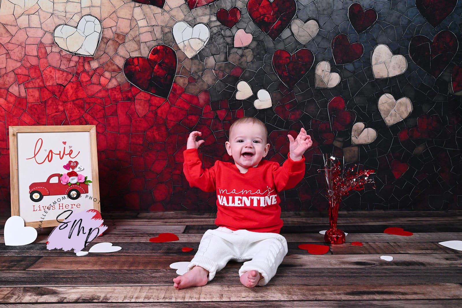 Kate Valentine Mosaic Heart Gradient Wall Backdrop Designed by Patty Roberts - Kate Backdrop AU