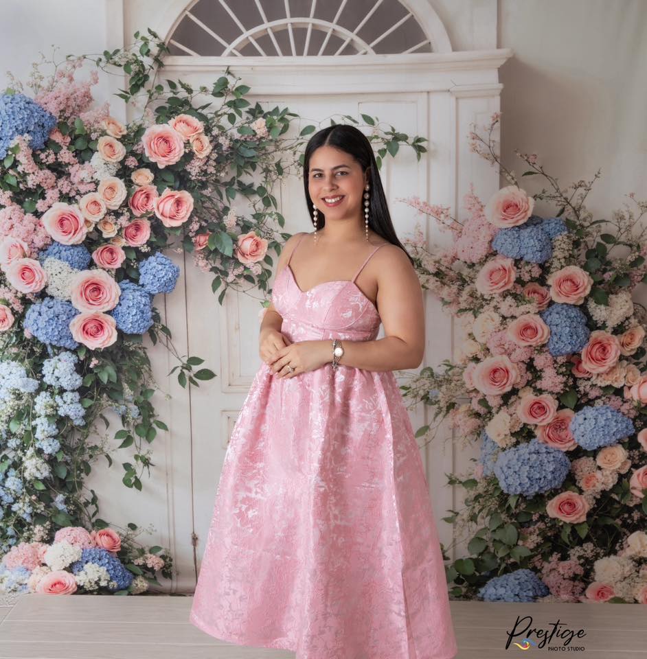 Kate Spring Flower White Elegant Door Backdrop Designed by Emetselch