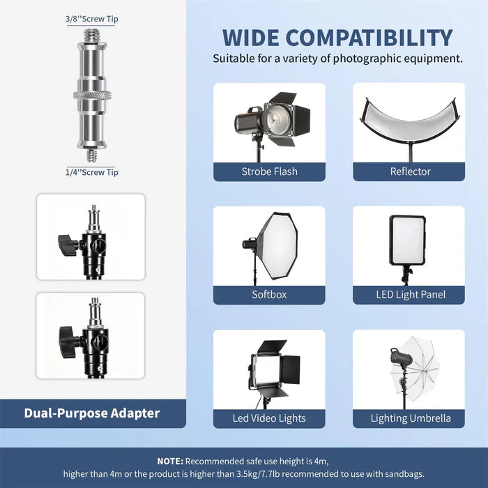 Kate Heavy Duty Light Stand Tripod - 15.7ft Air Cushioned Aluminum Alloy Lighting Stand with 2 Sandbags & 1/4"-3/8" Adapter 9.46lb Load for Photography