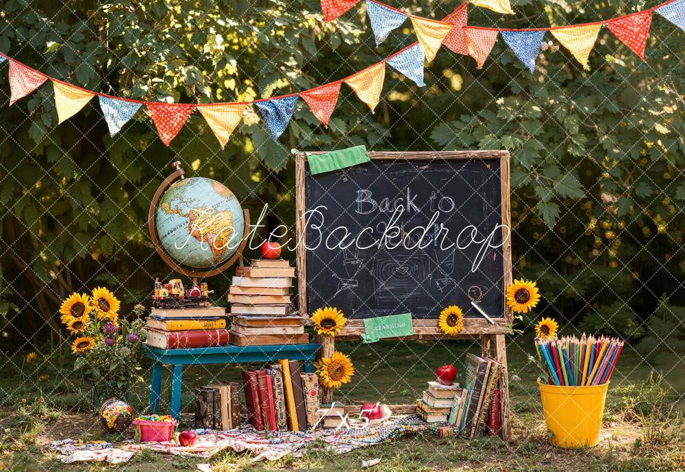 Kate Back To School Blackboard Backdrop Sunflower Designed by Emetselch - Kate Backdrop AU