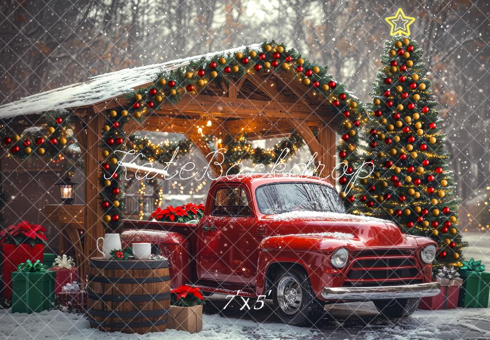 Kate Christmas Red Truck Backdrop Designed by Mini MakeBelieve - Kate Backdrop AU
