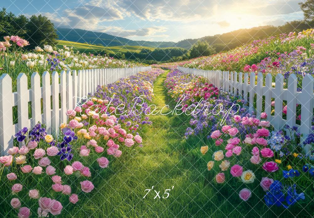 Kate Garden Flower Path Fence Backdrop Designed by Mini MakeBelieve - Kate Backdrop AU