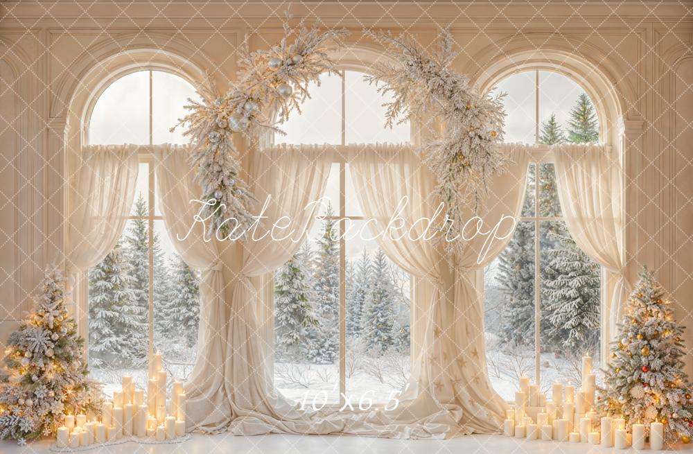 Kate Winter Window Snowy Candles Backdrop Designed by Emetselch - Kate Backdrop AU
