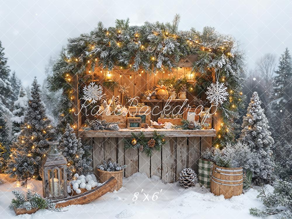 Kate Christmas Snowy Stall Fleece Backdrop Designed by Emetselch