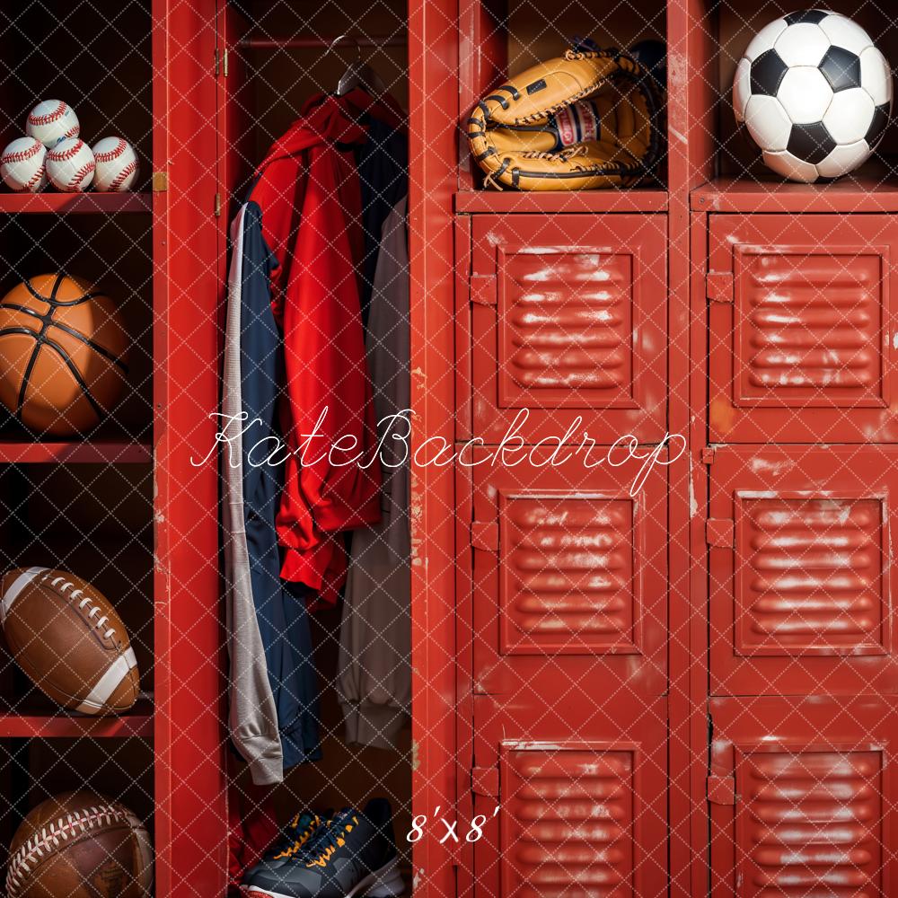 Kate Sports Locker Room Red Backdrop Designed by Emetselch