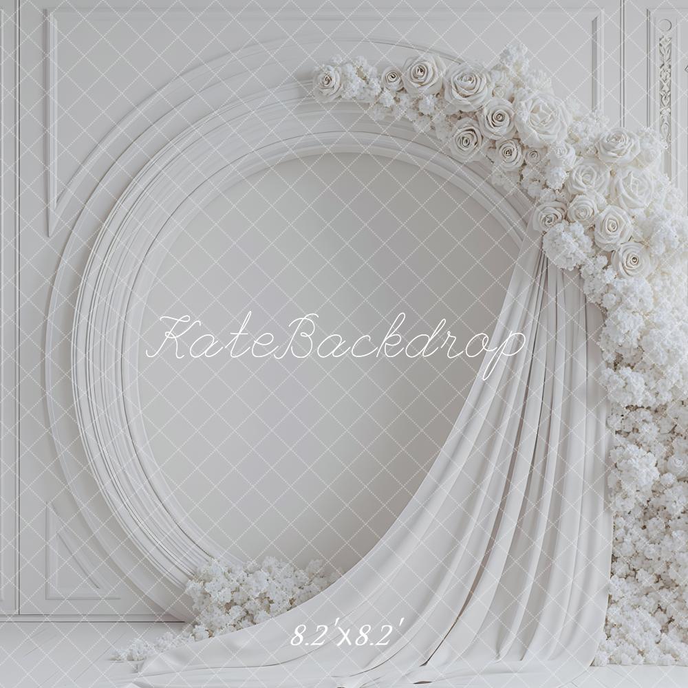 Kate Flower White Roses Drapes Backdrop Designed by Mini MakeBelieve