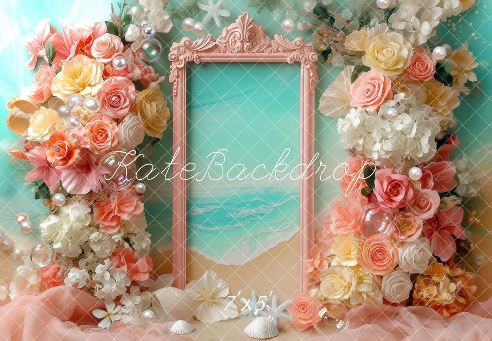 Kate Flower Arch Seaside Pearls Backdrop Designed by Mini MakeBelieve - Kate Backdrop AU