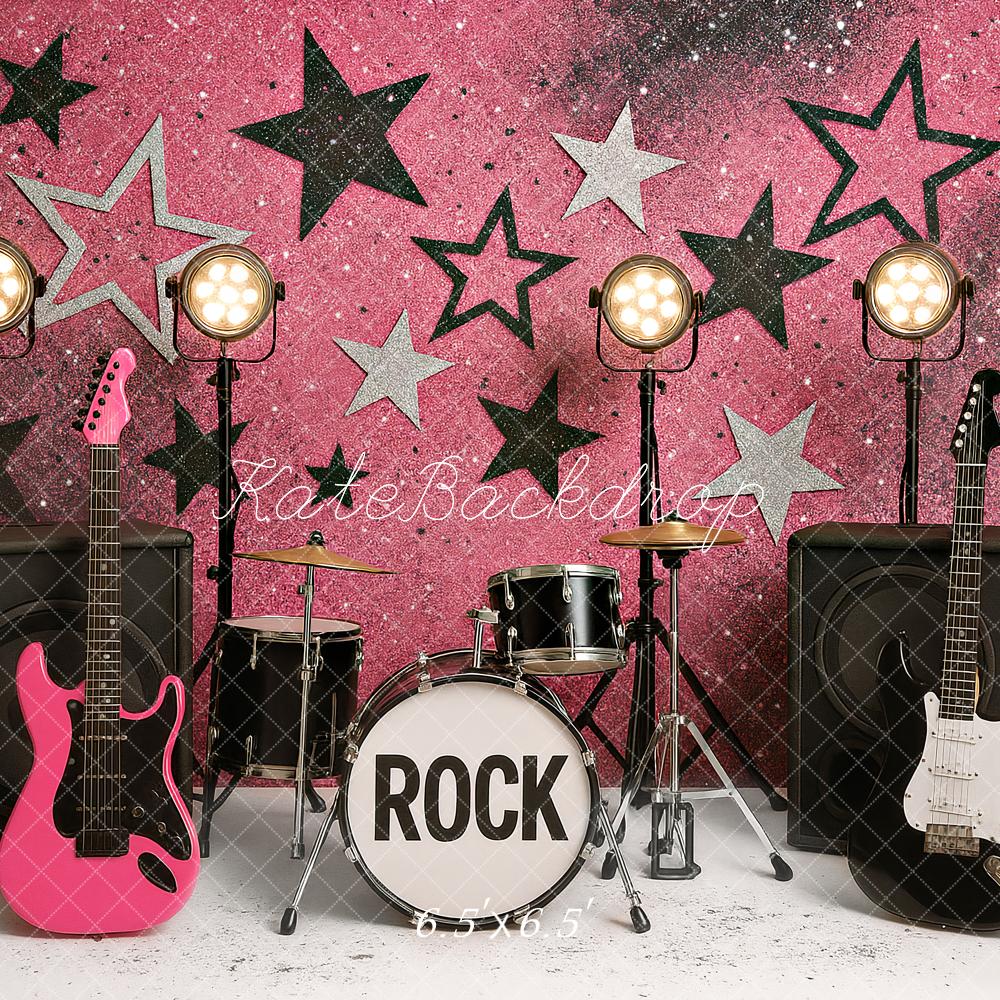 Kate Rock Band Instruments Pink Star Backdrop Designed by Ashley Paul