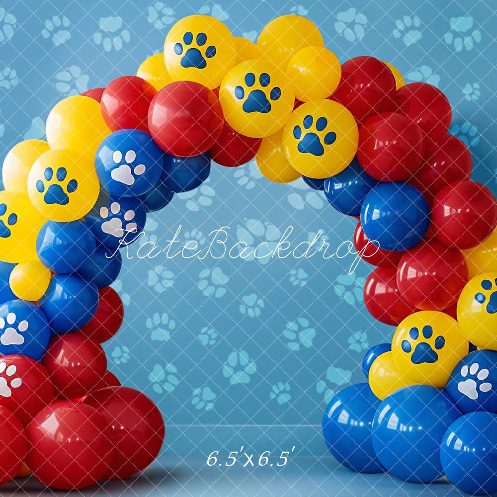 Kate Paw Balloon Arch Blue Backdrop Designed by Emetselch