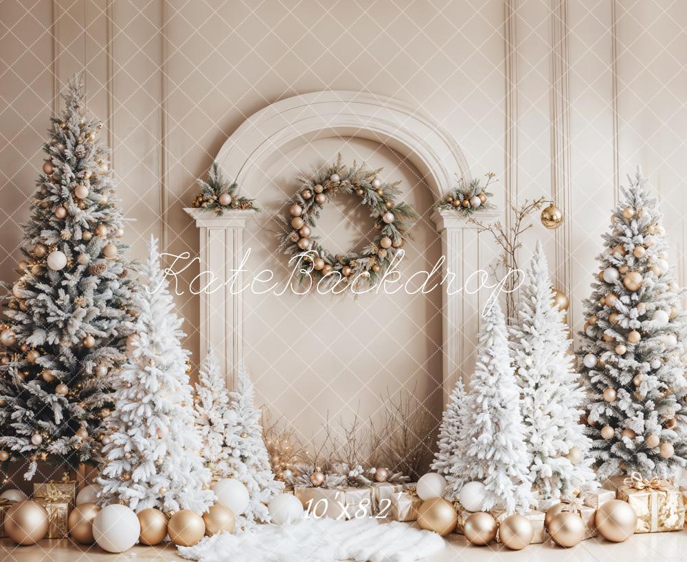 Kate Christmas Snowy Trees Wreath Archway Backdrop Designed by Emetselch