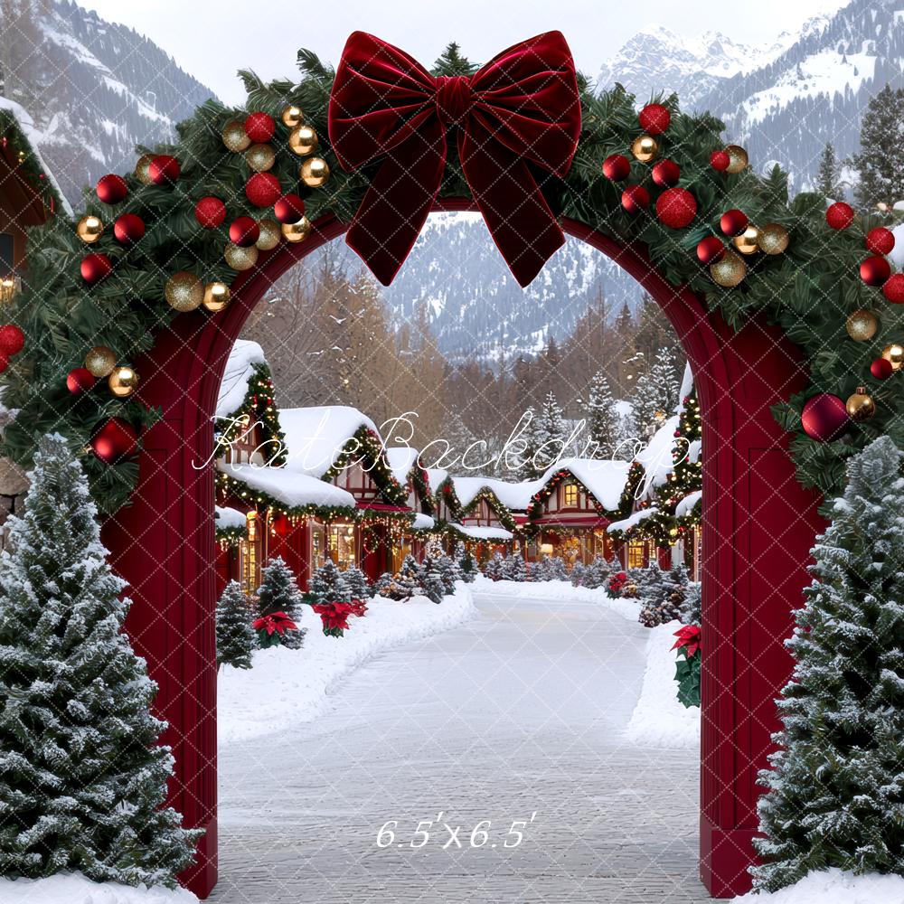 Kate Christmas Arch Snowy Village Backdrop Designed by Mini MakeBelieve - Kate Backdrop AU