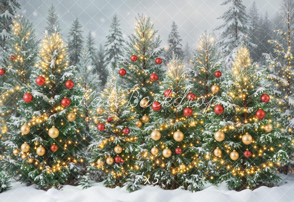 Kate Christmas Snowy Pine Trees Backdrop Designed by Emetselch - Kate Backdrop AU