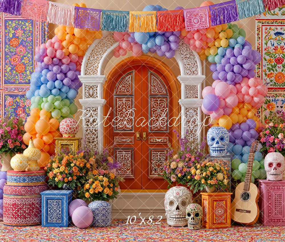 Kate Arch Balloons Skulls Guitar Fleece Backdrop Designed by Emetselch