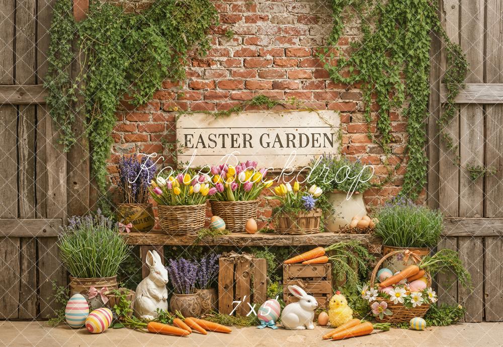 Kate Easter Garden Carrots Rabbits Backdrop Designed by Emetselch