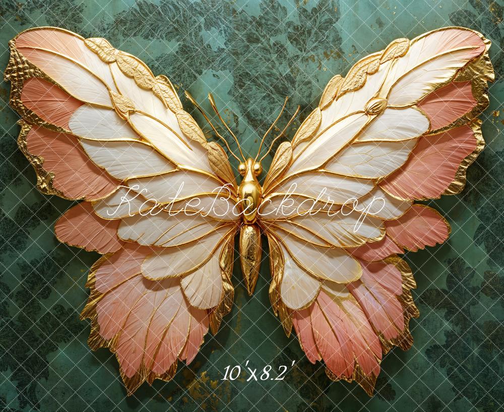 Kate Butterfly Green Damask Backdrop Designed by Emetselch