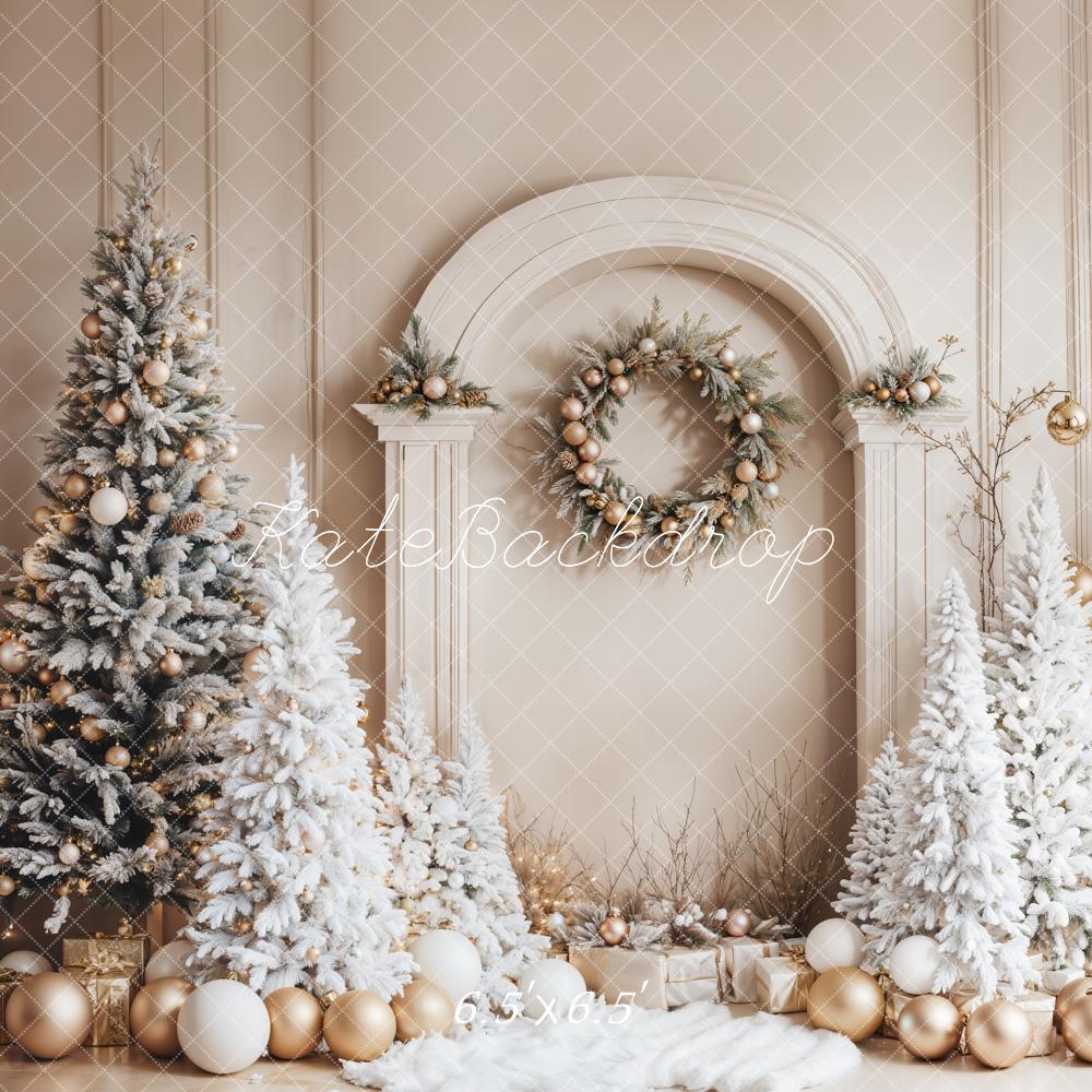 Kate Christmas Snowy Trees Wreath Archway Backdrop Designed by Emetselch
