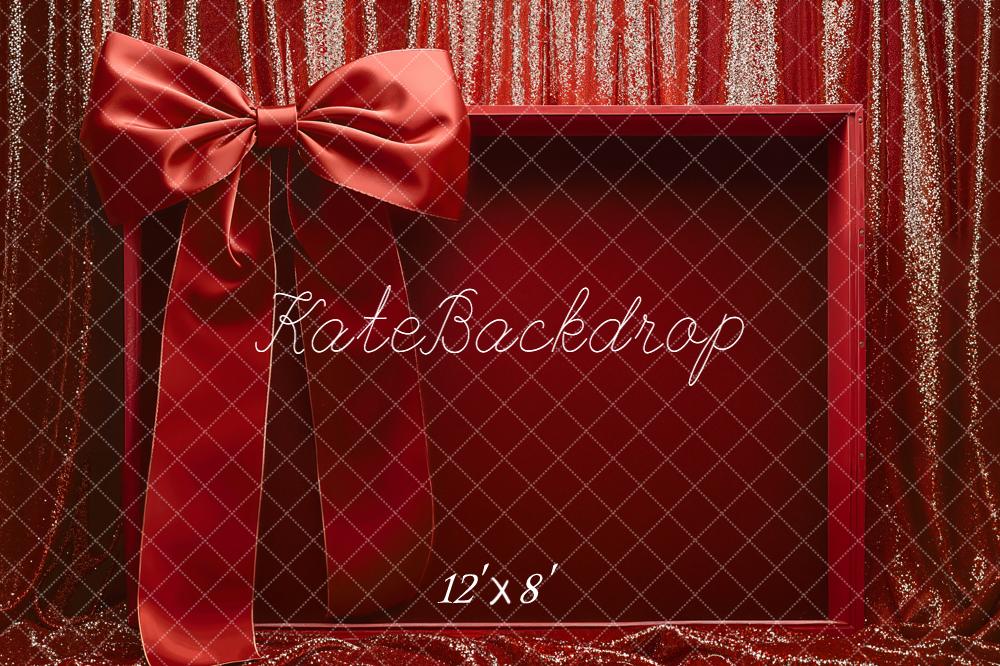 Kate Red Gift Box Large Bow Fleece Backdrop Designed by Emetselch