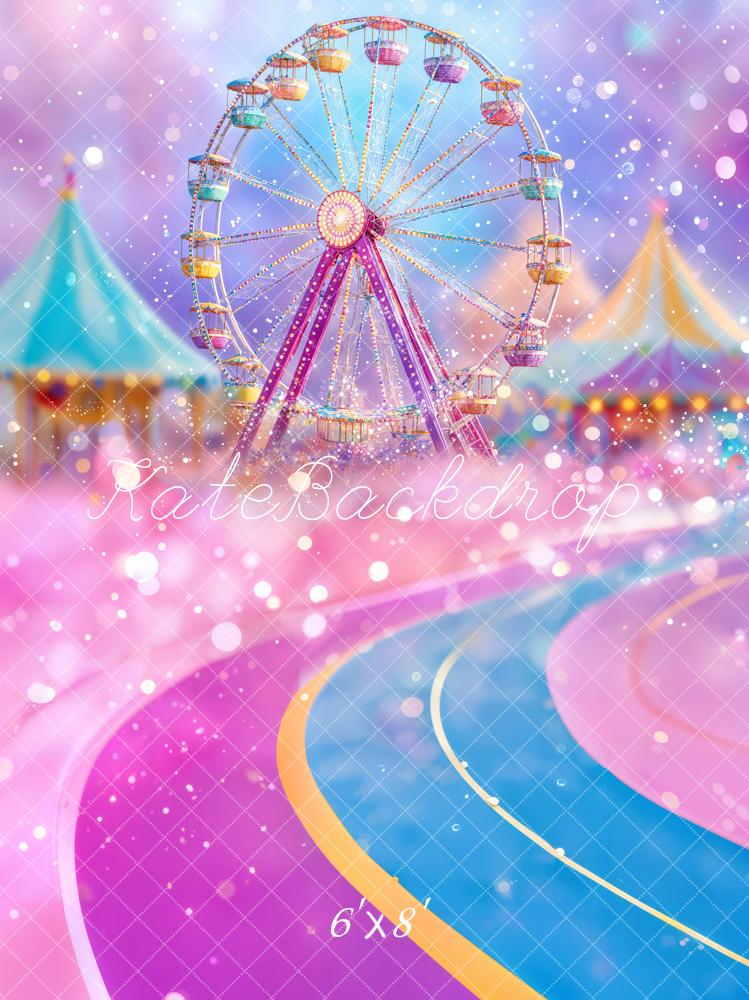 Kate Carnival Ferris Wheel Fleece Backdrop Designed by Emetselch - Kate Backdrop AU