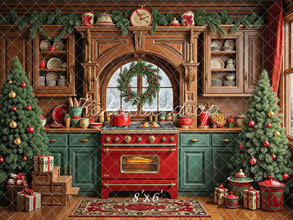 Kate Christmas Kitchen Trees Gifts Backdrop Designed by Emetselch