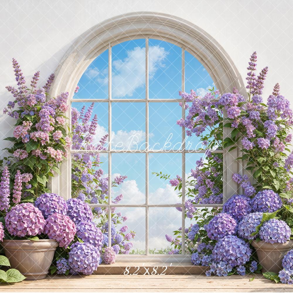 Kate Flower Arch Purple Blossoms Window Backdrop Designed by Emetselch
