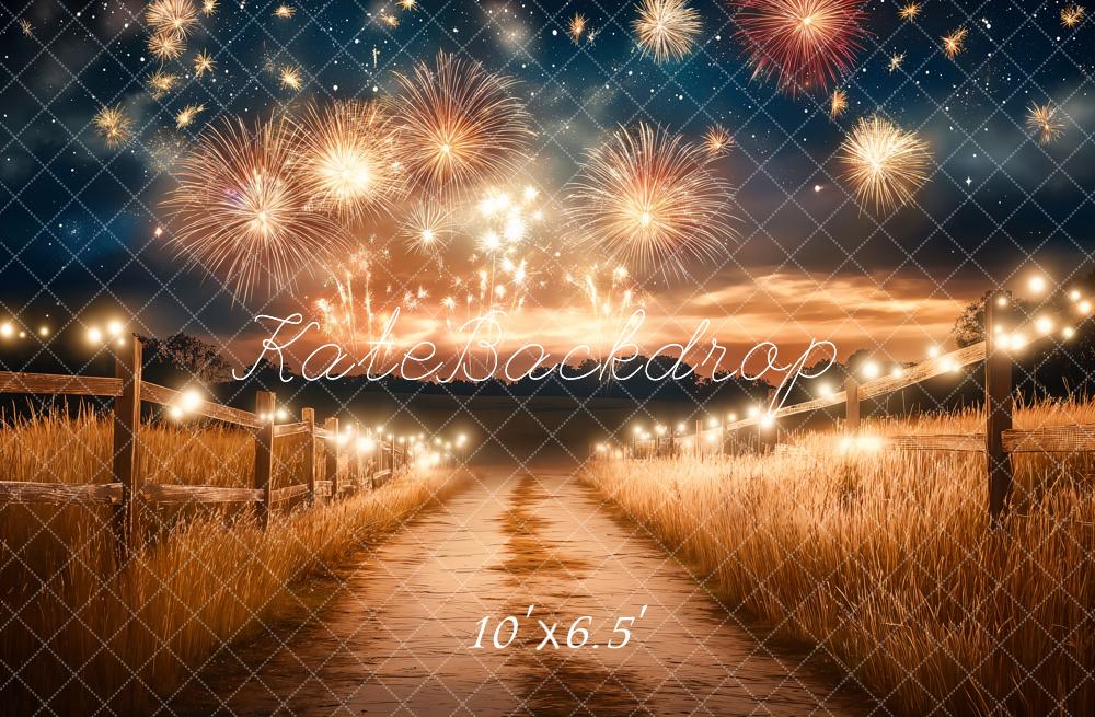 Kate Fireworks Starry Sky Country Lights Backdrop Designed by Emetselch