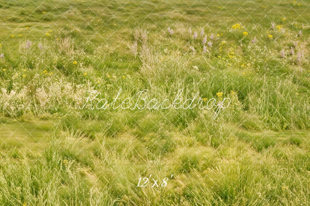 Kate Green Grass Meadow Fleece Backdrop Designed by Chain