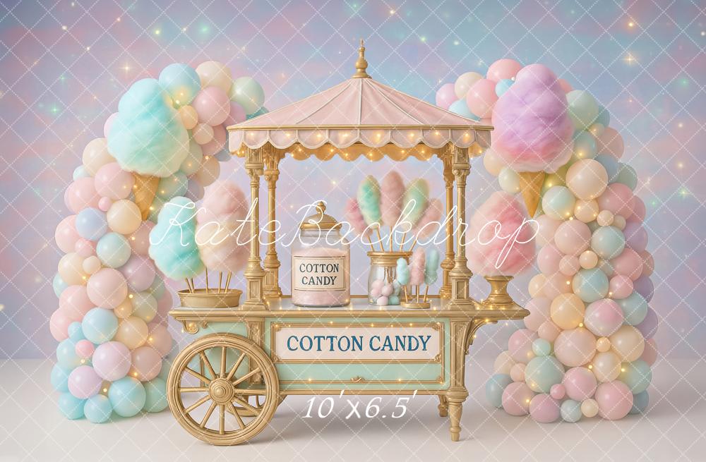 Kate Cotton Candy Cart Balloons Backdrop Designed by Ashley Paul - Kate Backdrop AU