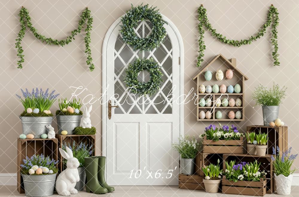 Kate Easter Bunny Eggs Greenery Door Backdrop Designed by Patty Roberts