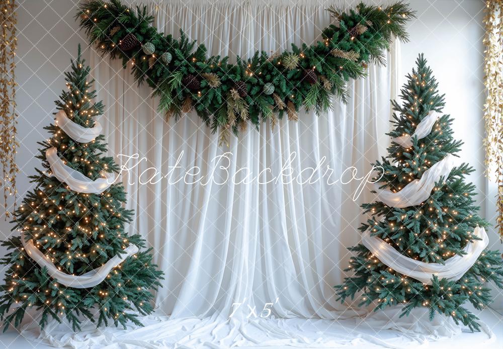 Kate Christmas Tree White Drapes Backdrop Designed by Mini MakeBelieve