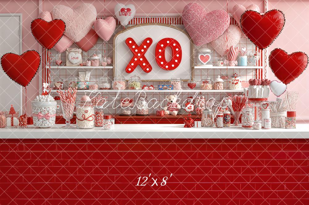 Kate Valentines Day Candy XO Hearts Fleece Backdrop Designed by Emetselch