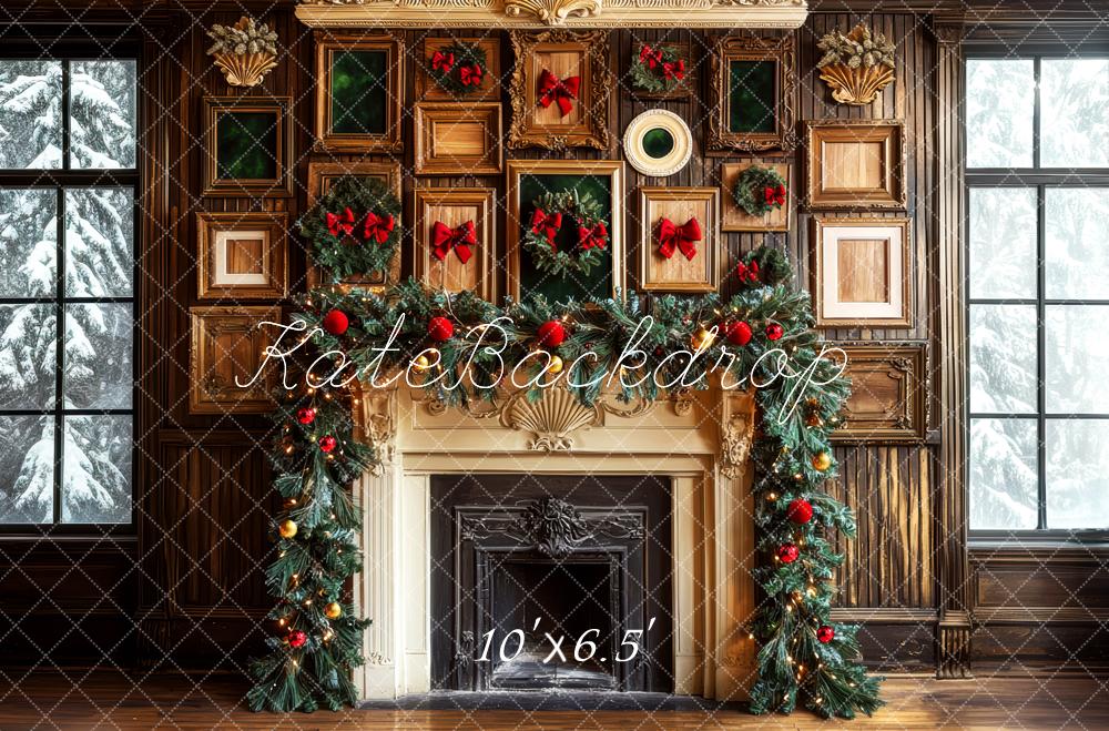 Kate Christmas Fireplace Vintage Wall Backdrop Designed by Mini MakeBelieve - Kate Backdrop AU