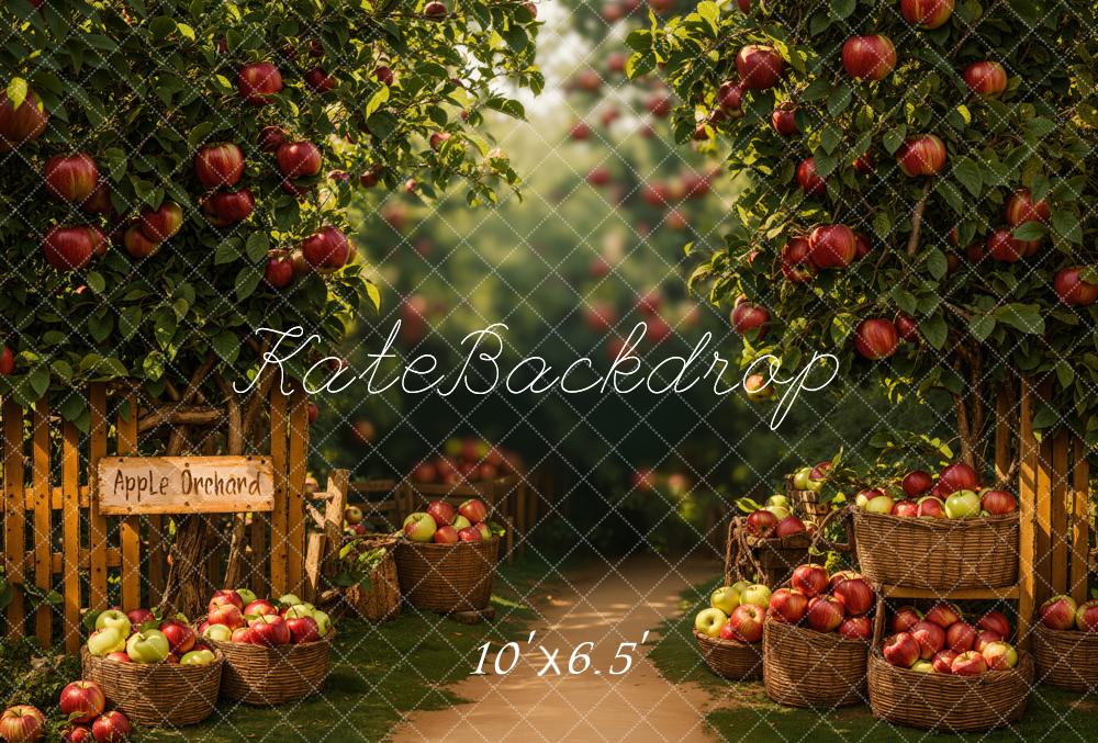Kate Apple Orchard Pathway Baskets Fleece Backdrop Designed by Emetselch