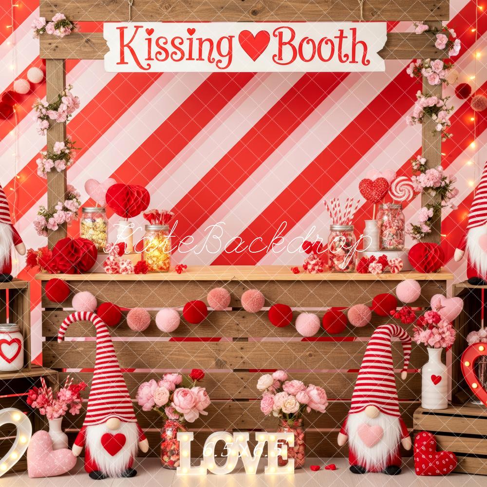 Kate Valentine Kissing Booth Gnomes Hearts Backdrop Designed by Patty Roberts