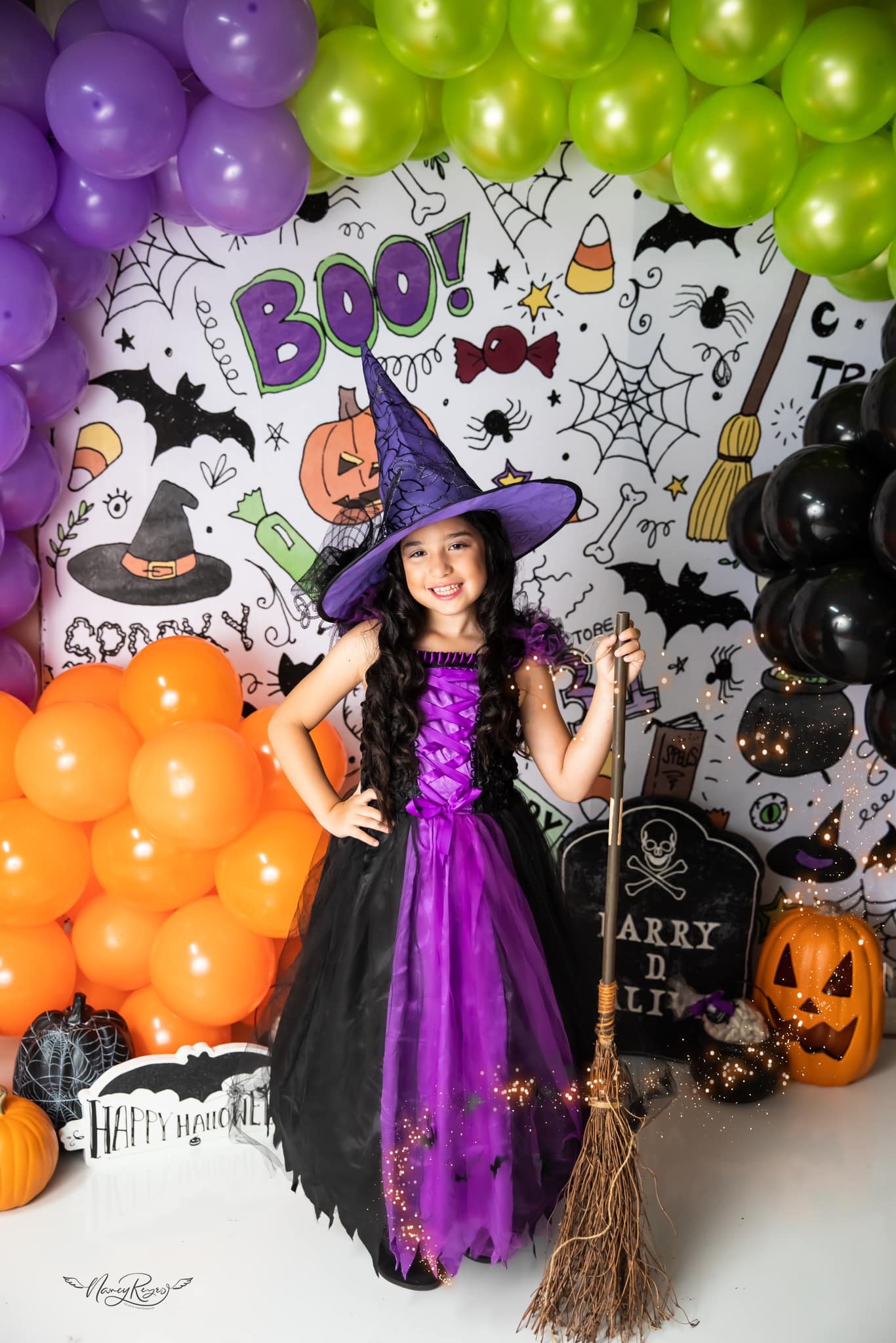 Kate Color Halloween Doodles Backdrop for Photography Designed By Mandy Ringe Photography