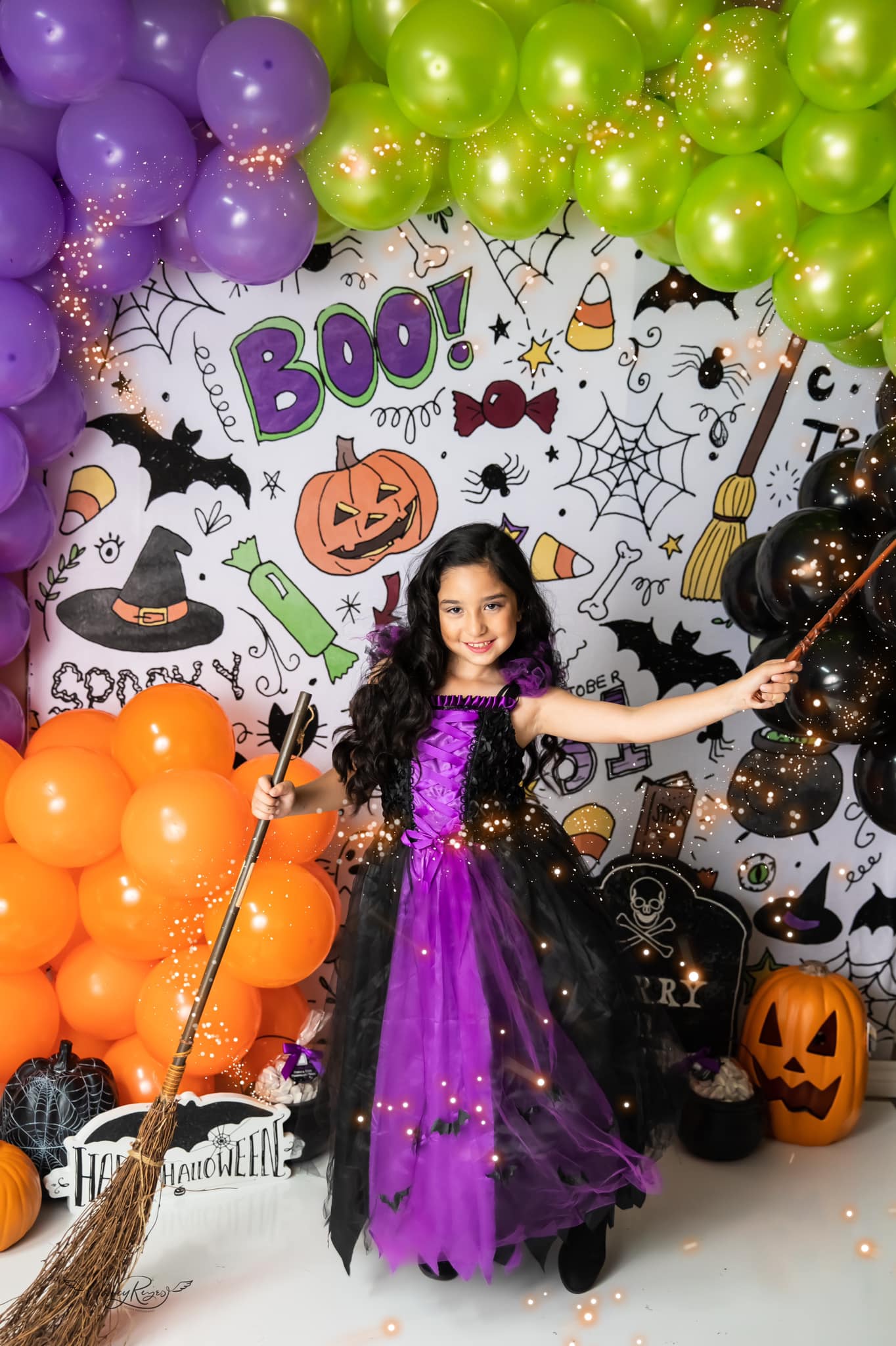 Kate Color Halloween Doodles Backdrop for Photography Designed By Mandy Ringe Photography - Kate Backdrop AU