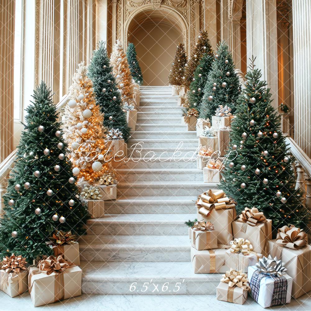 Kate Christmas Cascading Stairs Presents Backdrop Designed by Mini MakeBelieve - Kate Backdrop AU