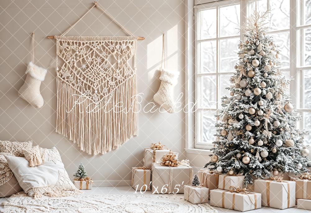 Kate Boho Christmas Tree Fleece Backdrop Designed by Emetselch