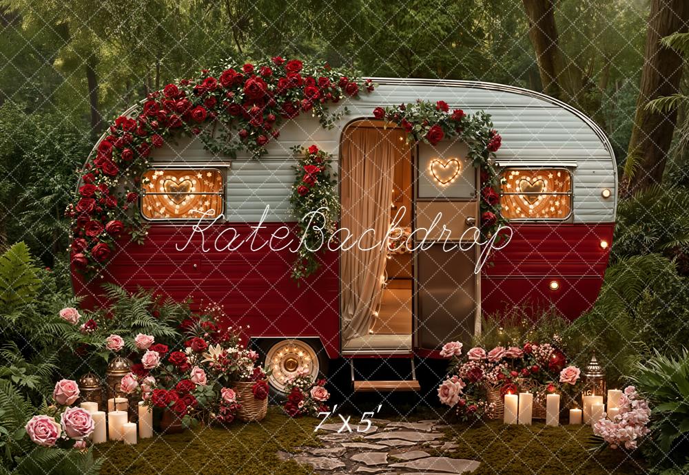 Kate Caravan Red Roses Forest Backdrop Designed by Emetselch