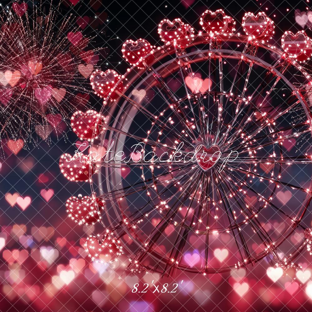 Kate Ferris Wheel Heart Fireworks Bokeh Backdrop Designed by Emetselch