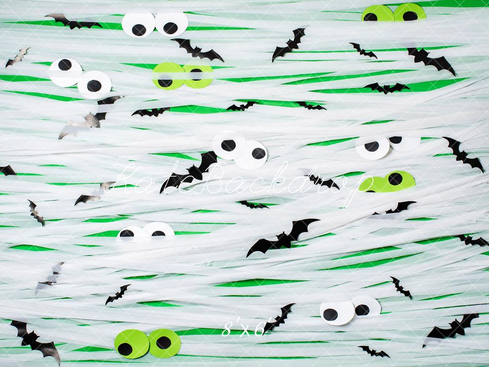 Kate Halloween Eyes Bats Green Backdrop Designed by Rose Abbas