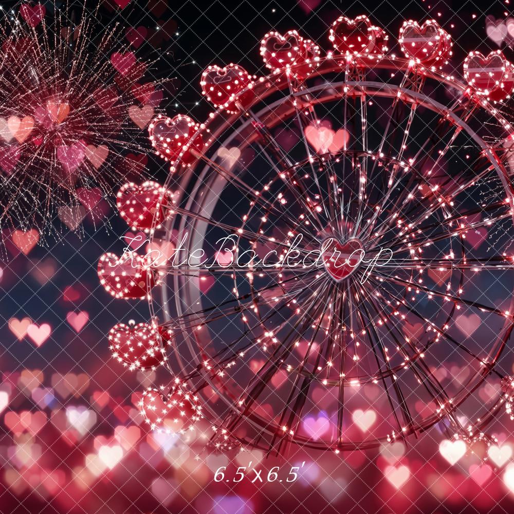 Kate Ferris Wheel Heart Fireworks Bokeh Backdrop Designed by Emetselch