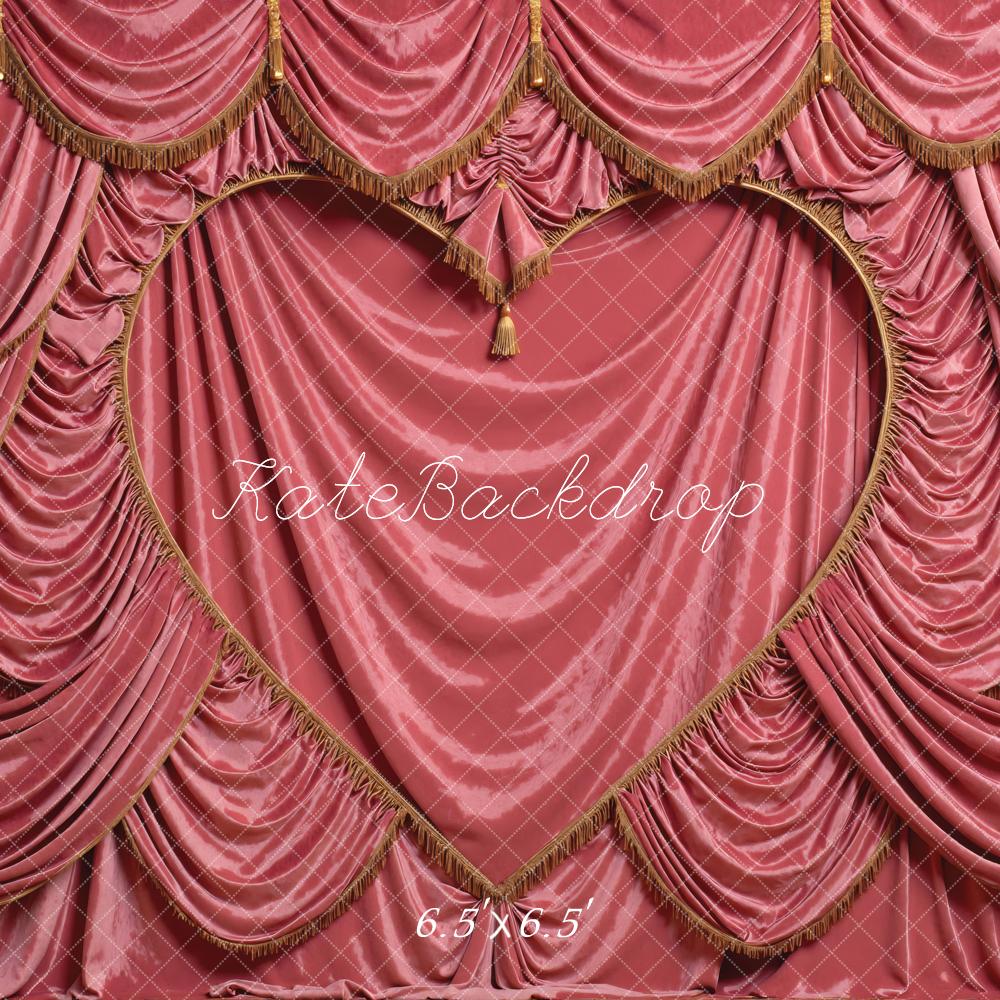 Kate Pink Curtain Heart Shape Drapes Backdrop Designed by Mini MakeBelieve