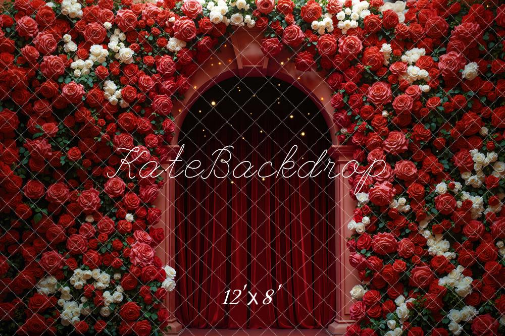 Kate Rose Arch Red Curtain Backdrop Designed by Mini MakeBelieve
