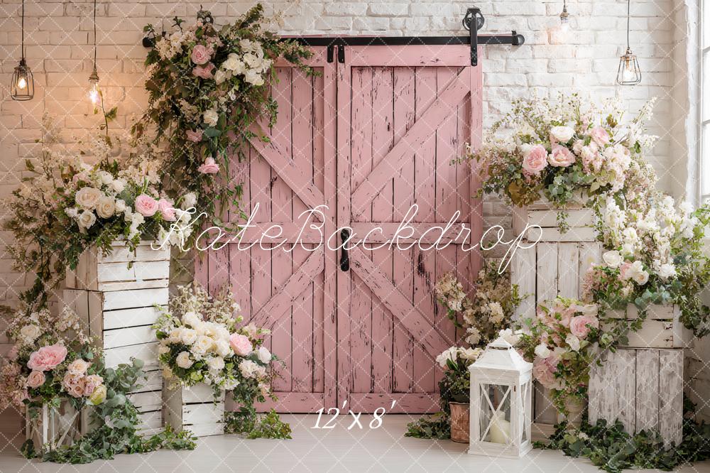 Kate Spring Pink Barn Door Backdrop Designed by Ashley Paul