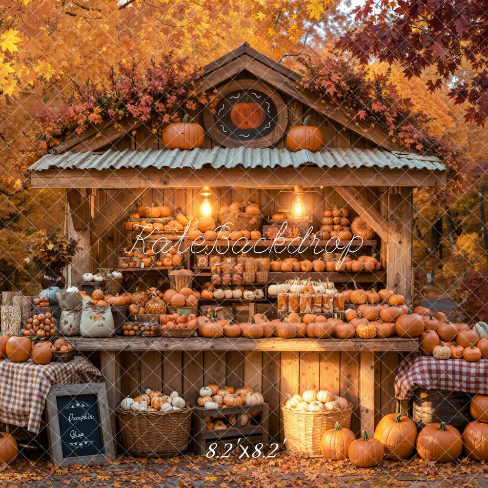Kate Autumn Pumpkin Shop Rustic Backdrop Designed by Emetselch