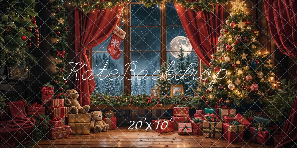 Kate Christmas Tree Gifts Moonlit Window Backdrop Designed by Emetselch
