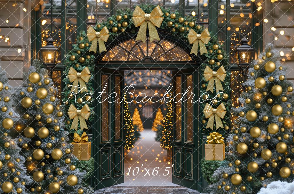 Kate Christmas Archway Gold Bow Backdrop Designed by Mini MakeBelieve - Kate Backdrop AU