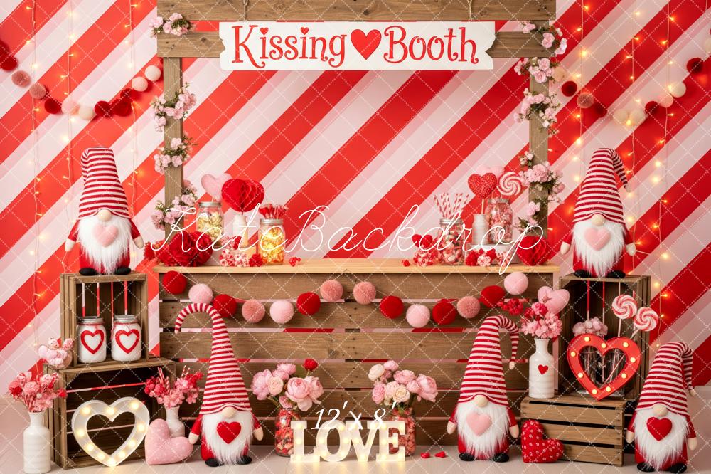 Kate Valentine Kissing Booth Gnomes Hearts Backdrop Designed by Patty Roberts