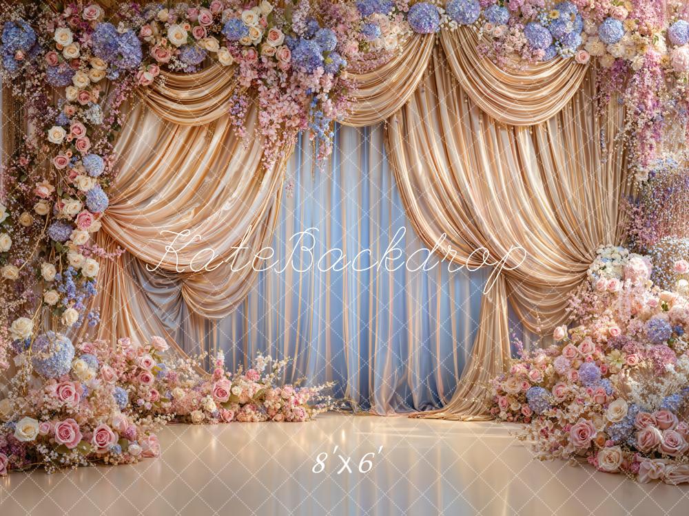 Kate Wedding Flower Drapes Fleece Backdrop Designed by Emetselch